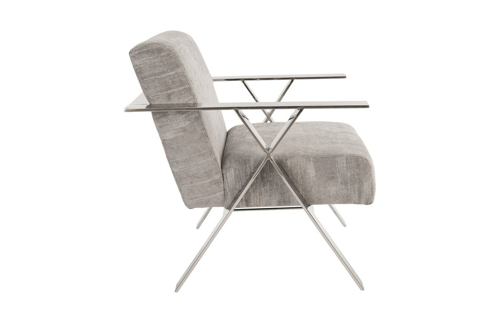 Allure Club Chair, Diva Gray , Stainless Steel Frame