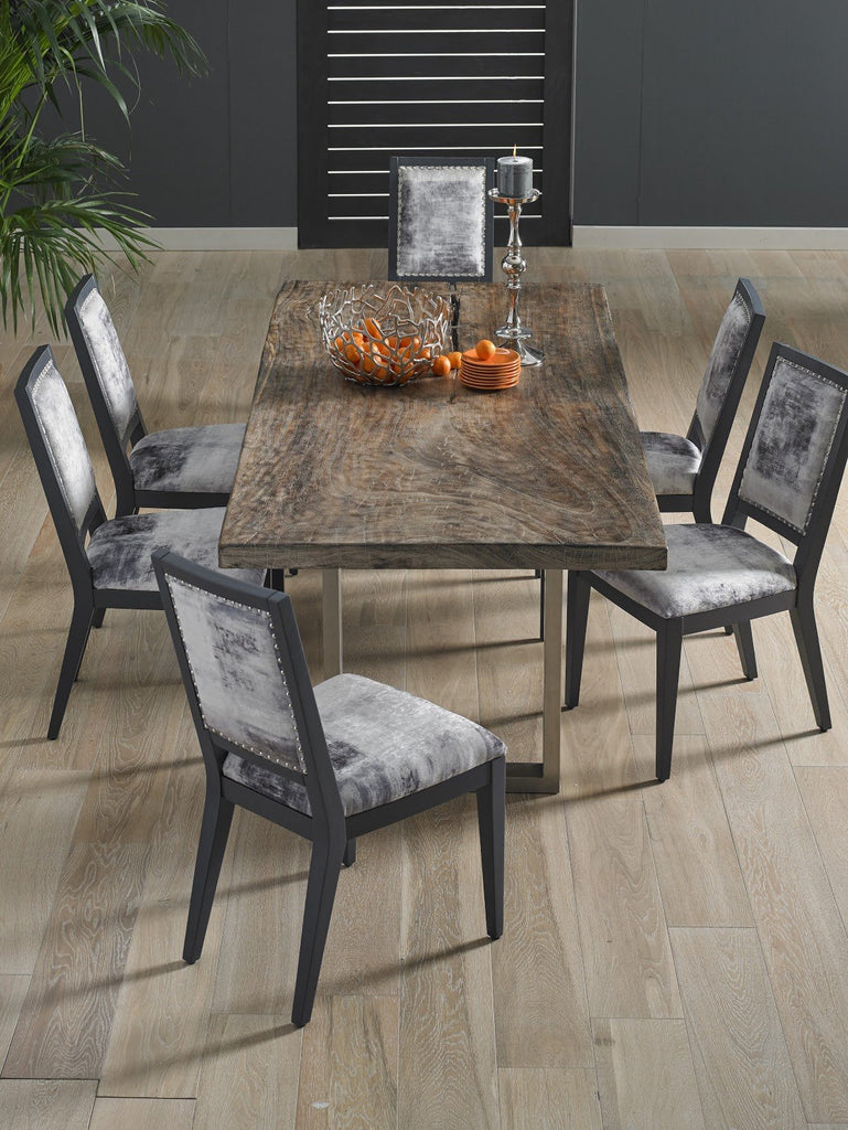 Mesmerize Dining Chair, Mist Gray, Gray Wooden Legs