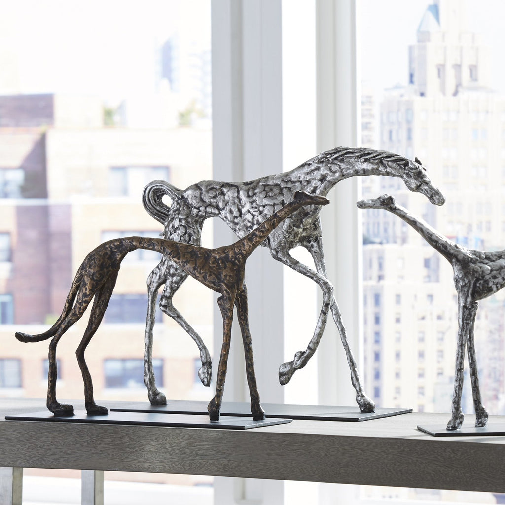 Greyhound on Black Metal Base, Resin, Bronze Finish