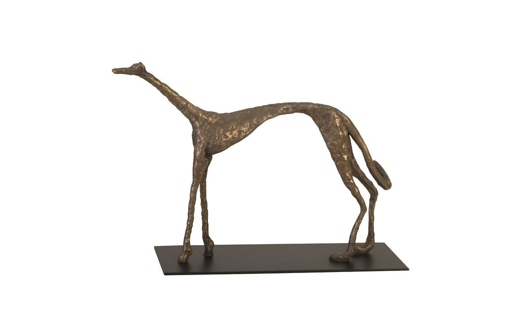 Greyhound on Black Metal Base, Resin, Bronze Finish