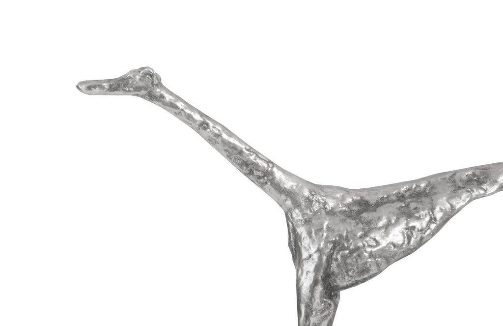 Greyhound on Black Metal Base, Silver Leaf