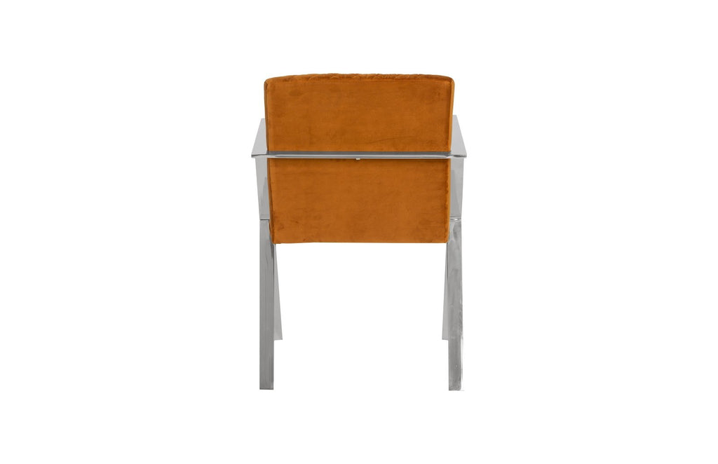 Allure Dining Chair, Quilted Orange, Stainless Steel Frame