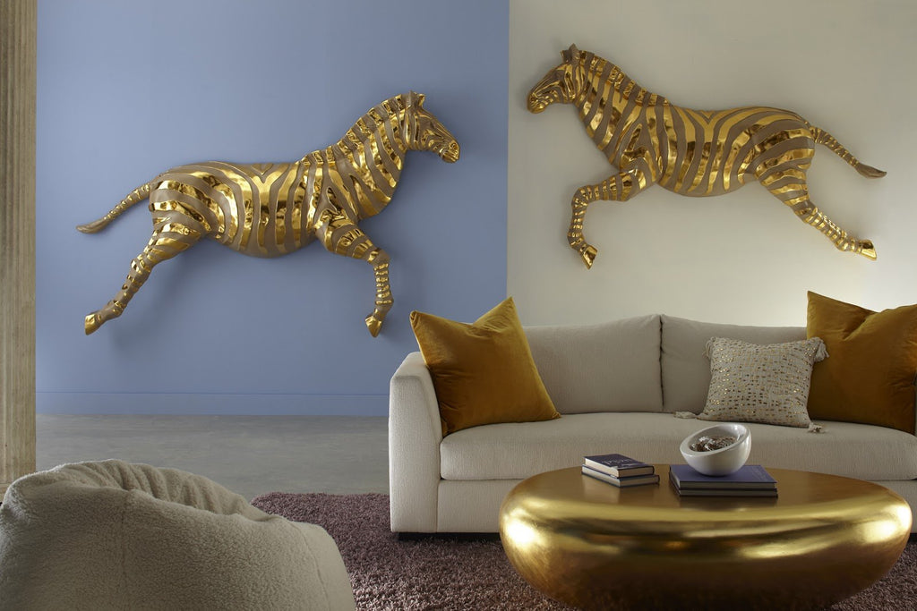 Zebra Illuminated Wall Art, LED, Gold, Right Facing