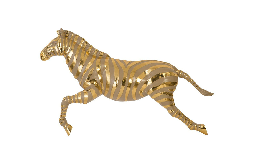 Zebra Illuminated Wall Art, LED, Gold, Left Facing