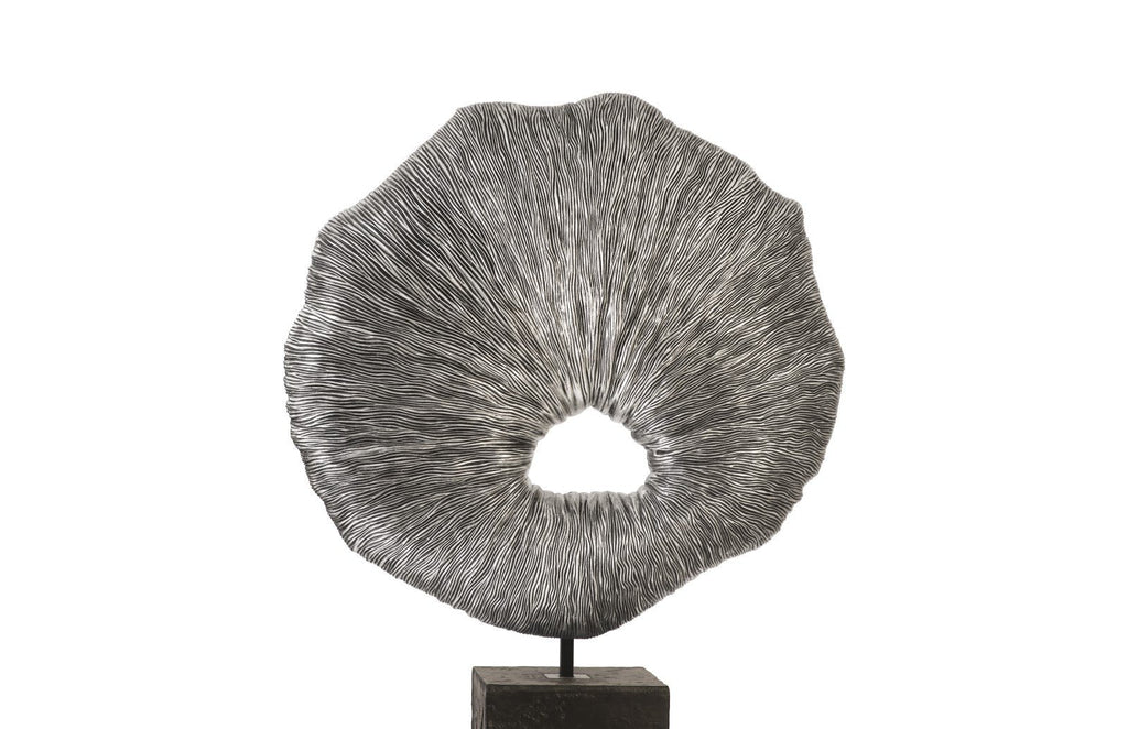 Colossal Fungia, Silver Leaf, Slate Pedestal