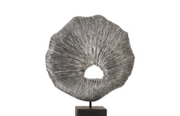 Colossal Fungia, Silver Leaf, Slate Pedestal