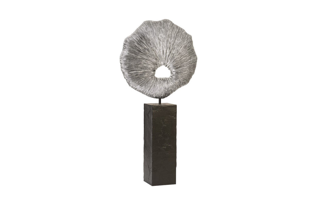 Colossal Fungia, Silver Leaf, Slate Pedestal