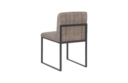 Frozen Dining Chair, Python Gold Fabric, Matte Black Metal Frame