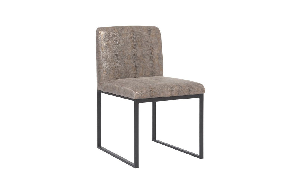 Frozen Dining Chair, Python Gold Fabric, Matte Black Metal Frame