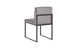 Frozen Dining Chair, Quilted Platinum Fabric, Matte Black Metal Frame