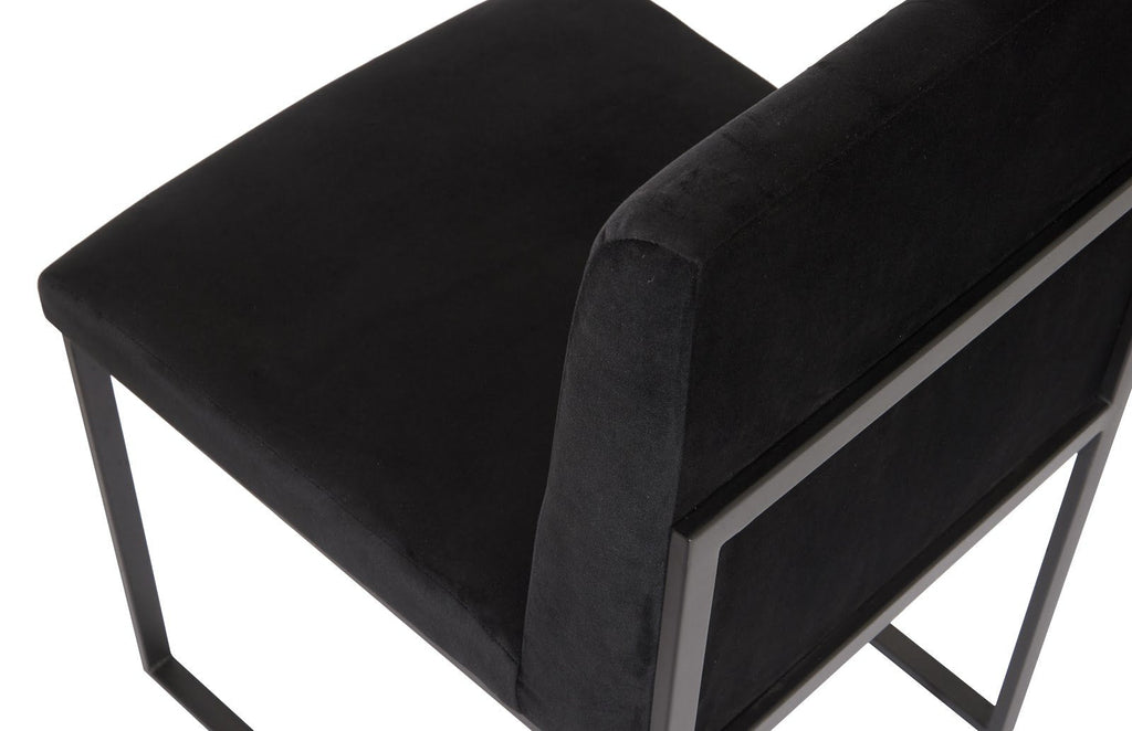 Frozen Dining Chair, Black Velvet Fabric, Matte Black Metal Frame