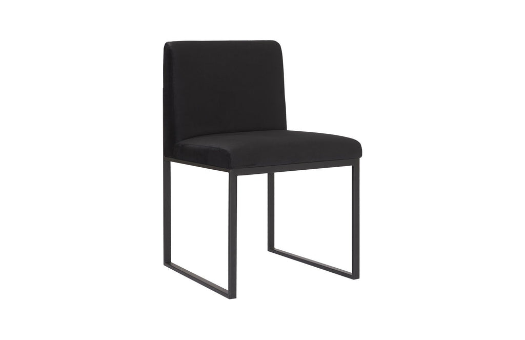 Frozen Dining Chair, Black Velvet Fabric, Matte Black Metal Frame