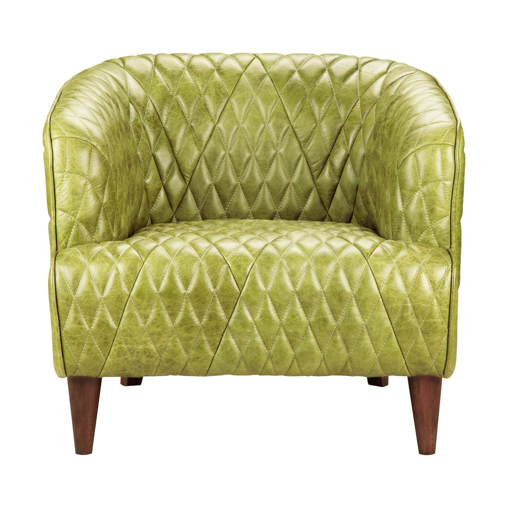 Magdelan Tufted Leather Armchair, Green