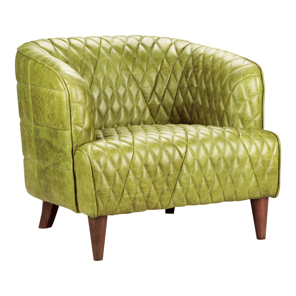 Magdelan Tufted Leather Armchair, Green