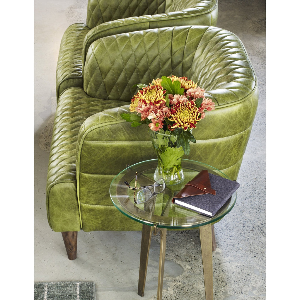 Magdelan Tufted Leather Armchair, Green