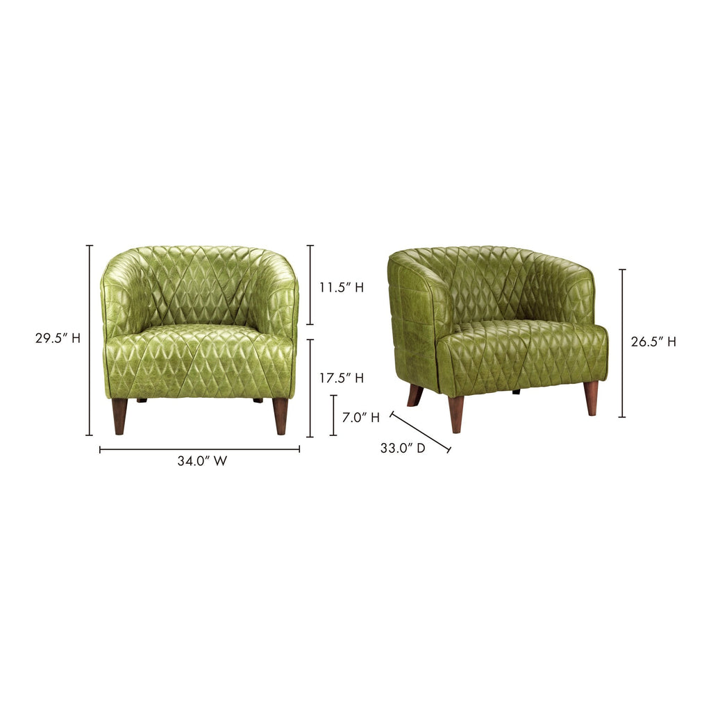 Magdelan Tufted Leather Armchair, Green