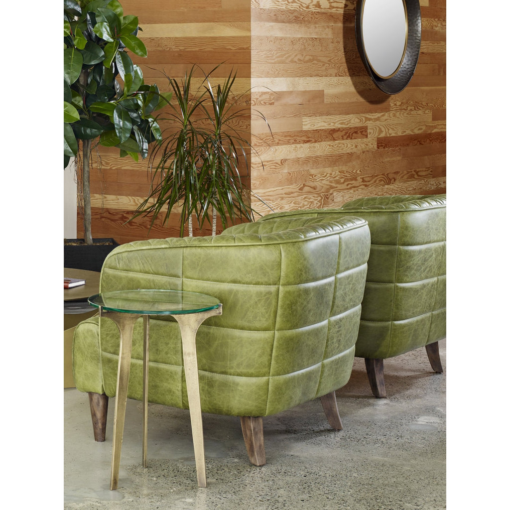 Magdelan Tufted Leather Armchair, Green