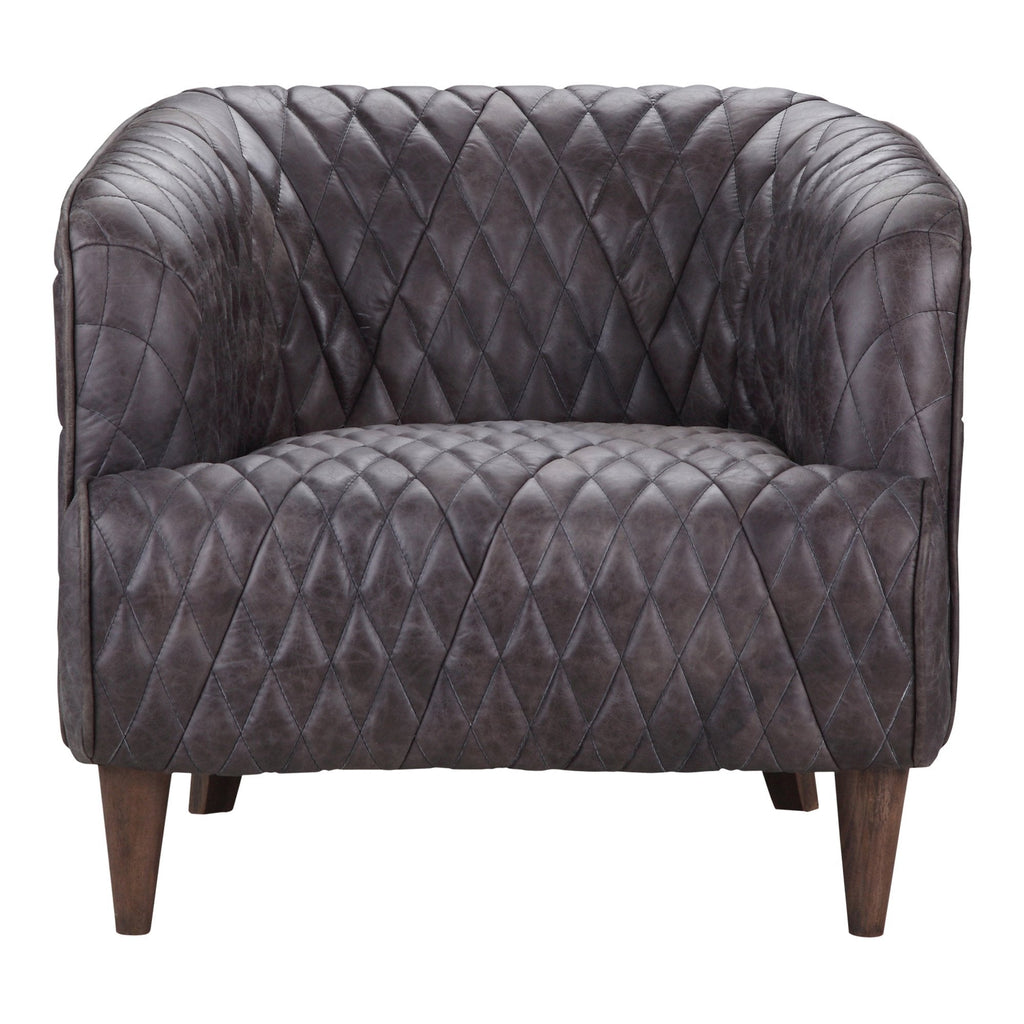 Magdelan Tufted Leather Armchair, Black