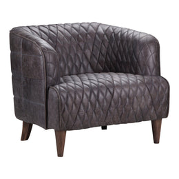 Magdelan Tufted Leather Armchair, Black