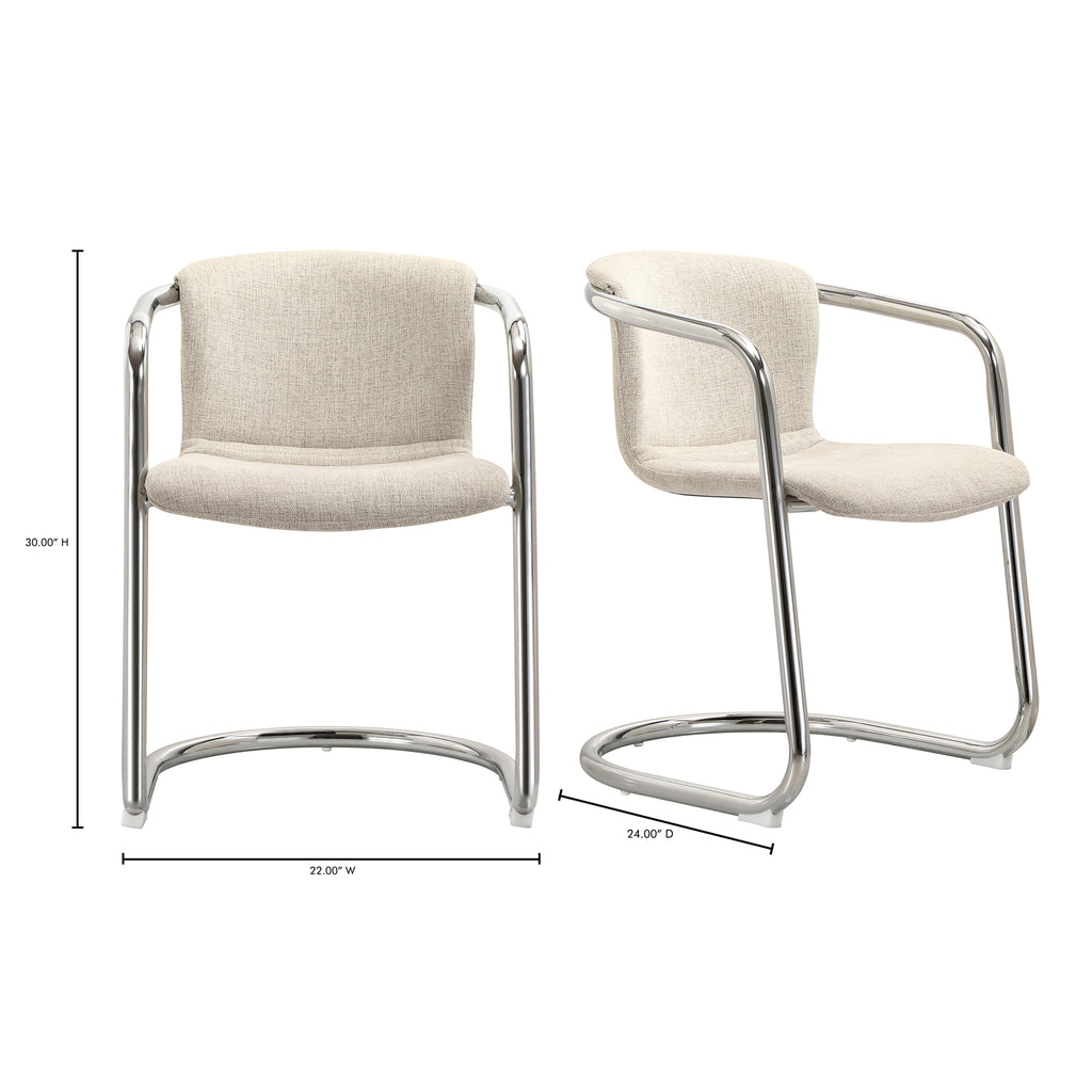 Freeman Chrome Frame Dining Chair Blended Cream - Set Of Two