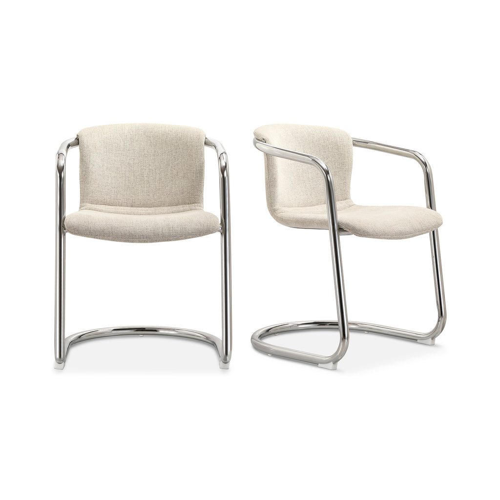 Freeman Chrome Frame Dining Chair Blended Cream - Set Of Two