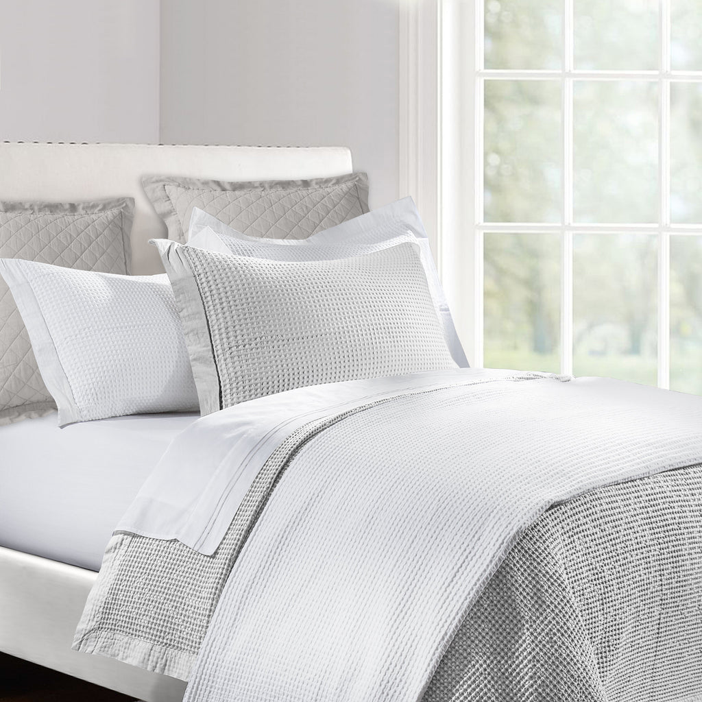 3PC Waffle Weave Coverlet Set, Full/Queen White