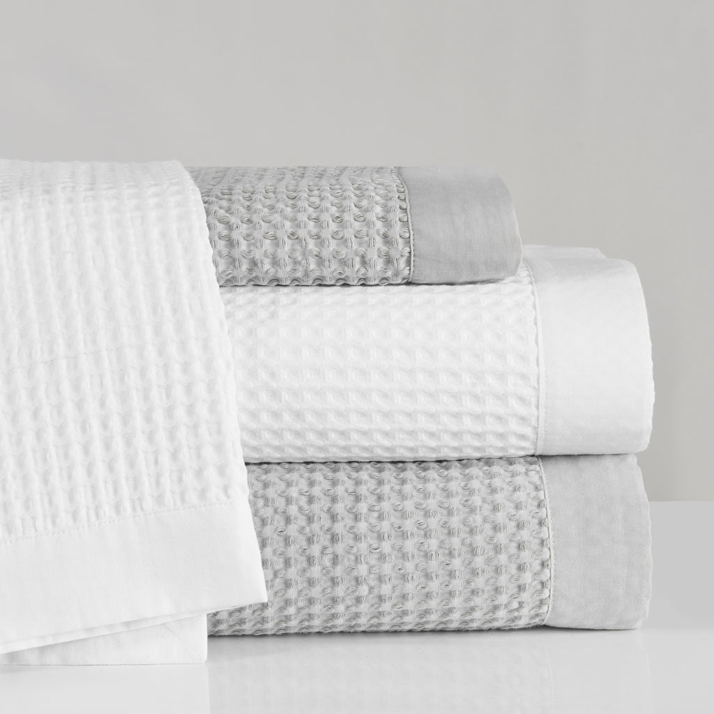3PC Waffle Weave Coverlet Set, Full/Queen White