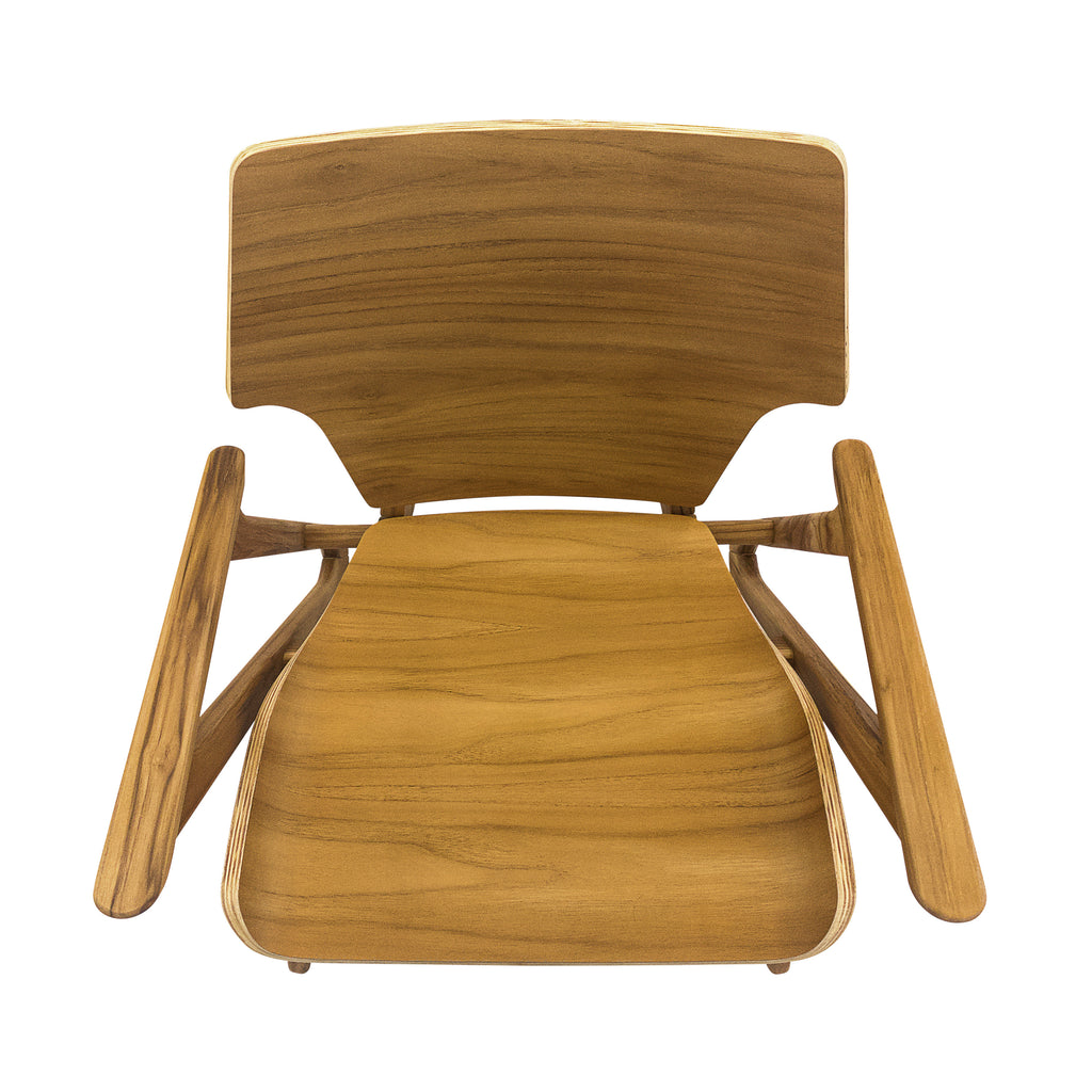 Velo Armchair with Shaped Seat and Shaped Back in Teak Finish