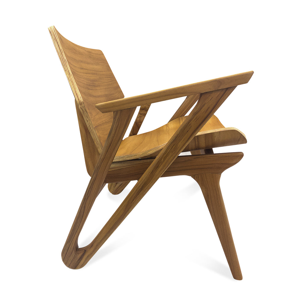 Velo Armchair with Shaped Seat and Shaped Back in Teak Finish