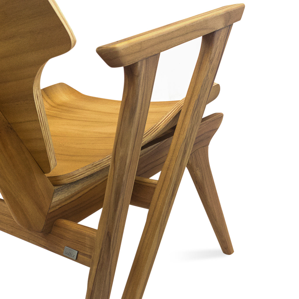 Velo Armchair with Shaped Seat and Shaped Back in Teak Finish