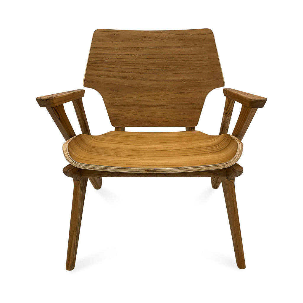 Velo Armchair with Shaped Seat and Shaped Back in Teak Finish