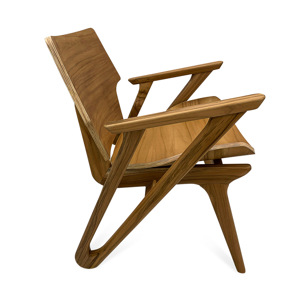 Velo Armchair with Shaped Seat and Shaped Back in Teak Finish