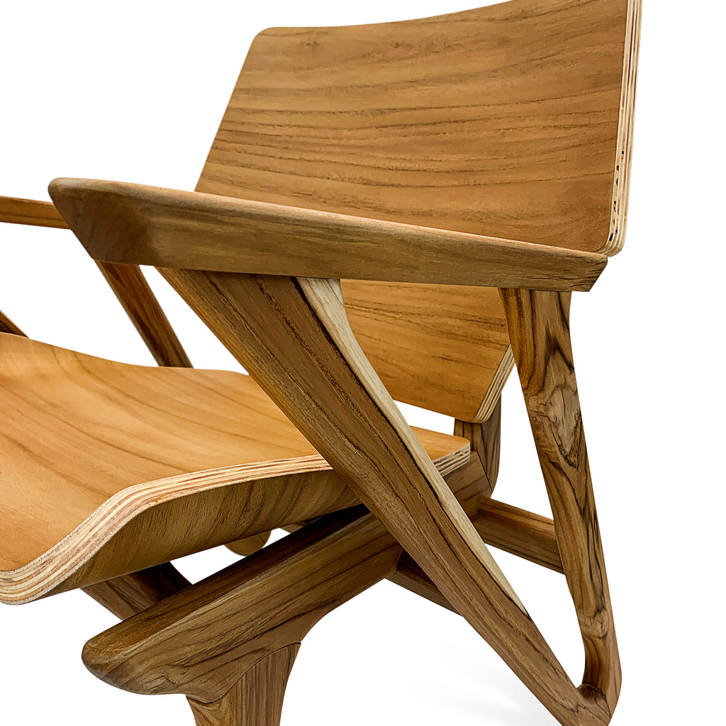 Velo Armchair with Shaped Seat and Shaped Back in Teak Finish