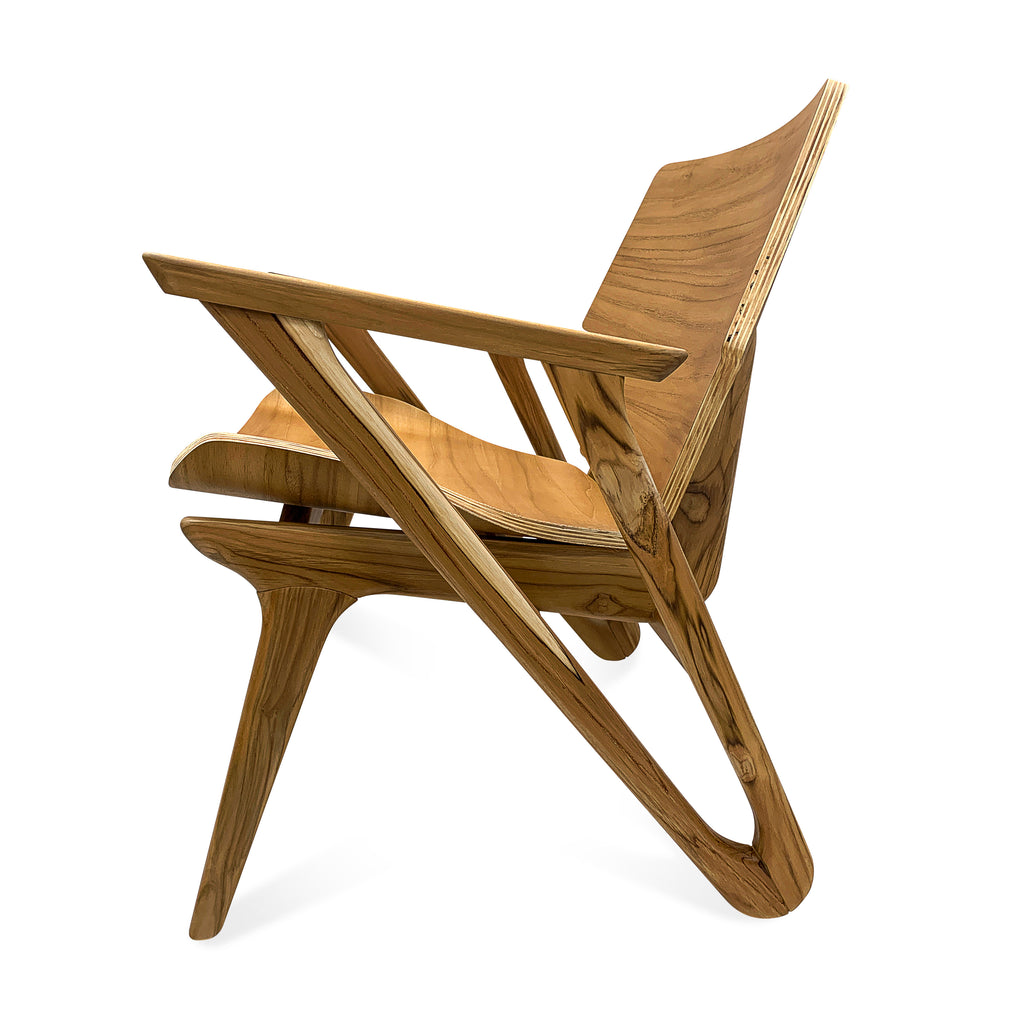 Velo Armchair with Shaped Seat and Shaped Back in Teak Finish