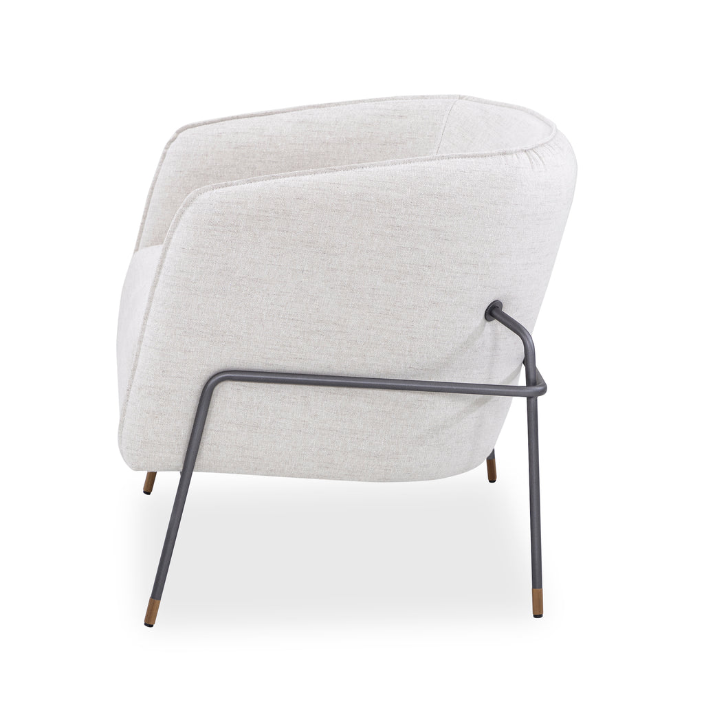 Contemporary Bella Armchair Featuring Metal Frame and Ivory Fabric