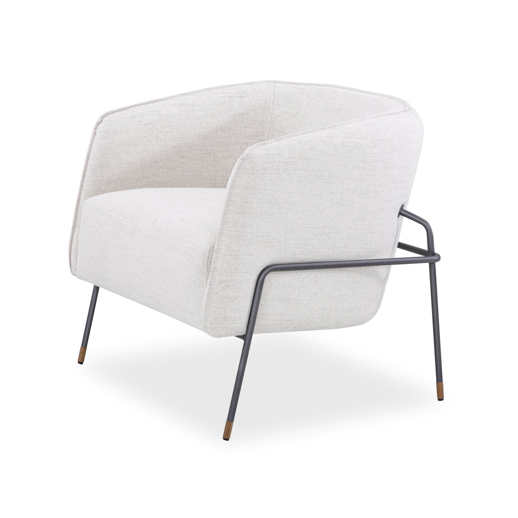 Contemporary Bella Armchair Featuring Metal Frame and Ivory Fabric