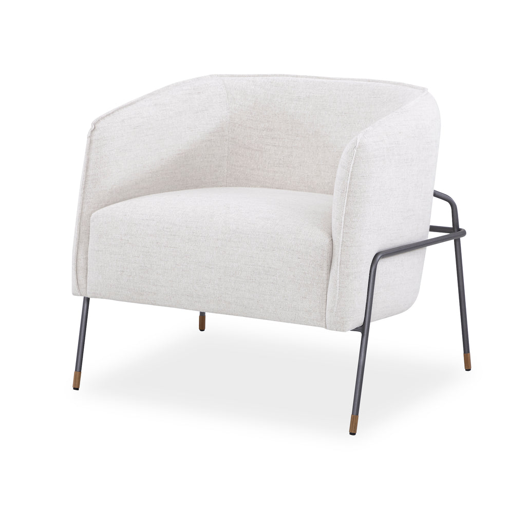 Contemporary Bella Armchair Featuring Metal Frame and Ivory Fabric