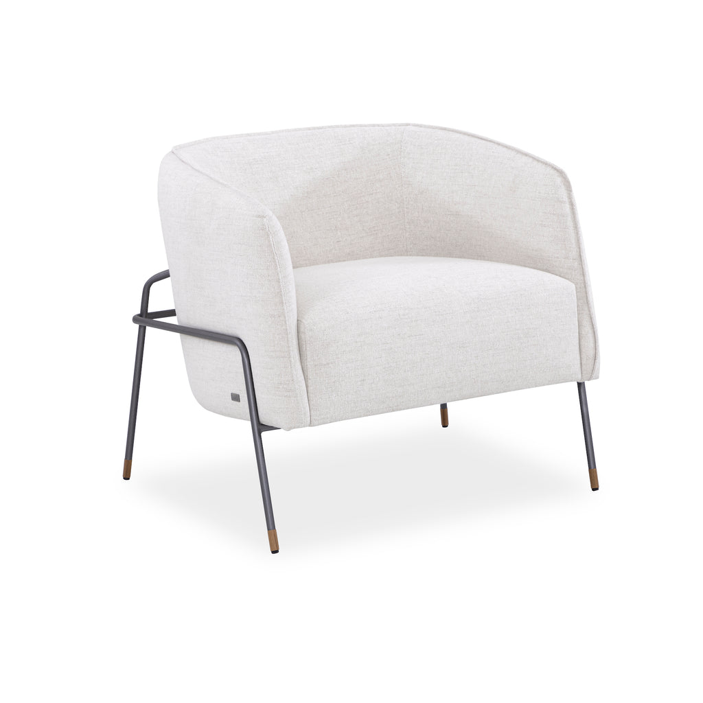 Contemporary Bella Armchair Featuring Metal Frame and Ivory Fabric