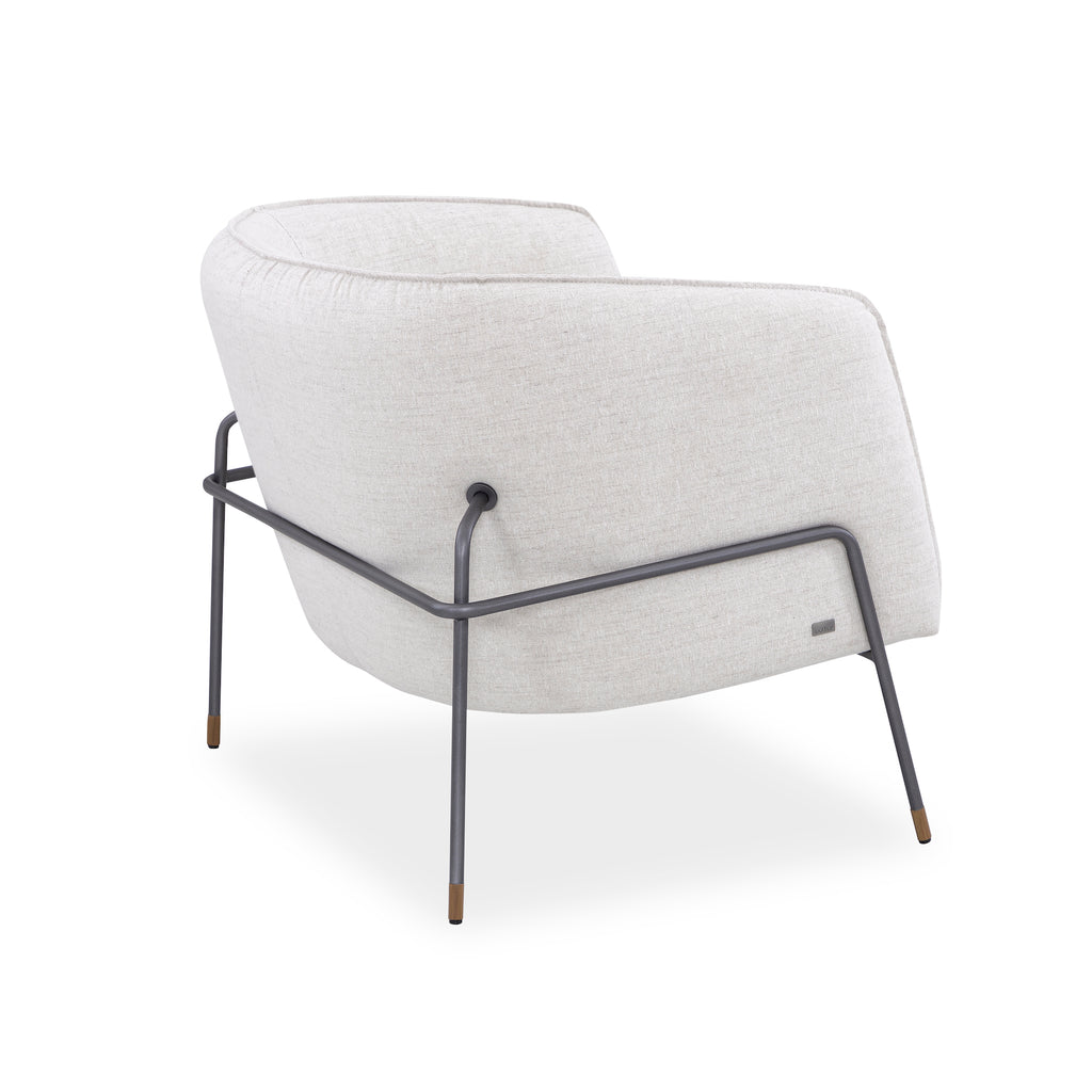 Contemporary Bella Armchair Featuring Metal Frame and Ivory Fabric