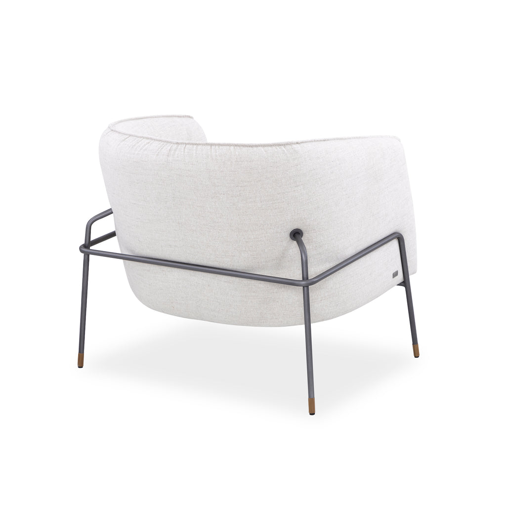 Contemporary Bella Armchair Featuring Metal Frame and Ivory Fabric