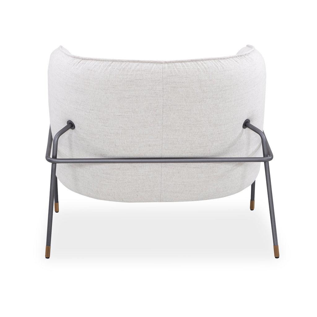 Contemporary Bella Armchair Featuring Metal Frame and Ivory Fabric