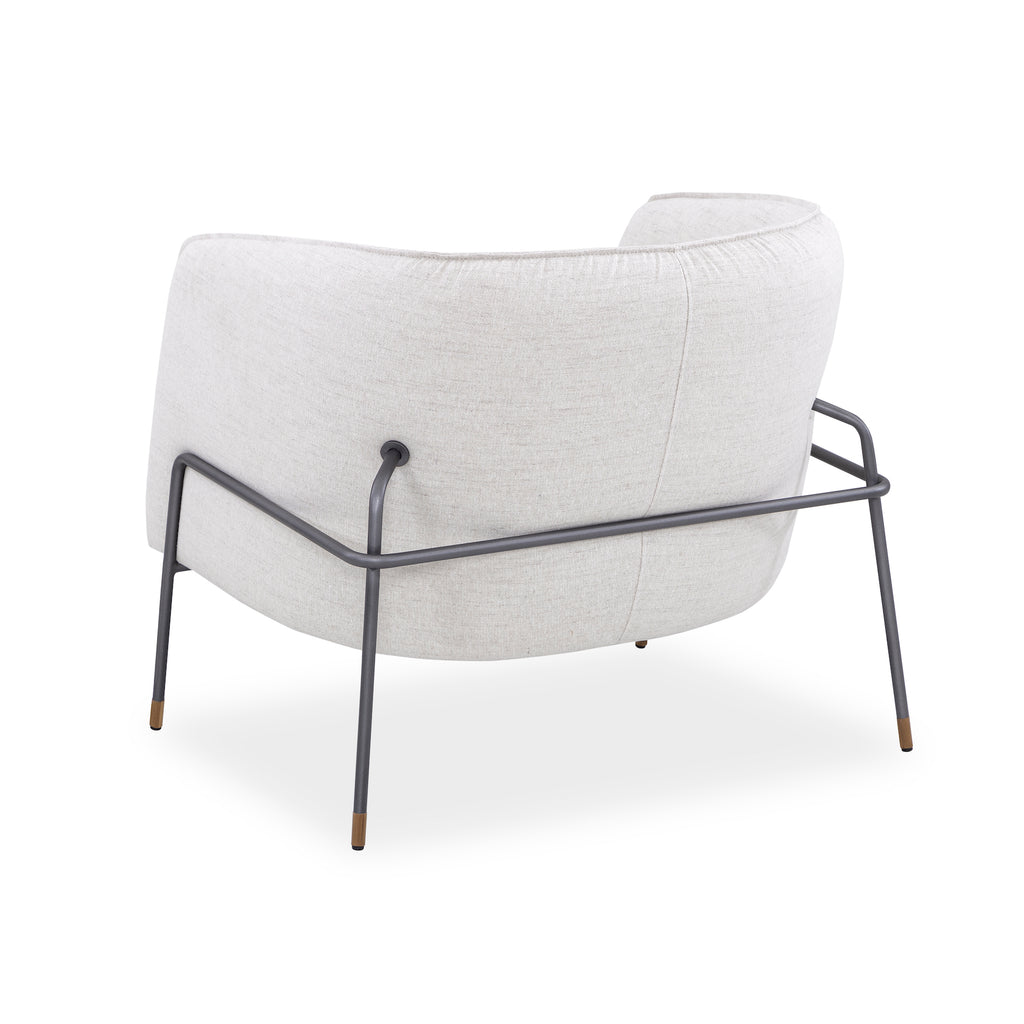 Contemporary Bella Armchair Featuring Metal Frame and Ivory Fabric