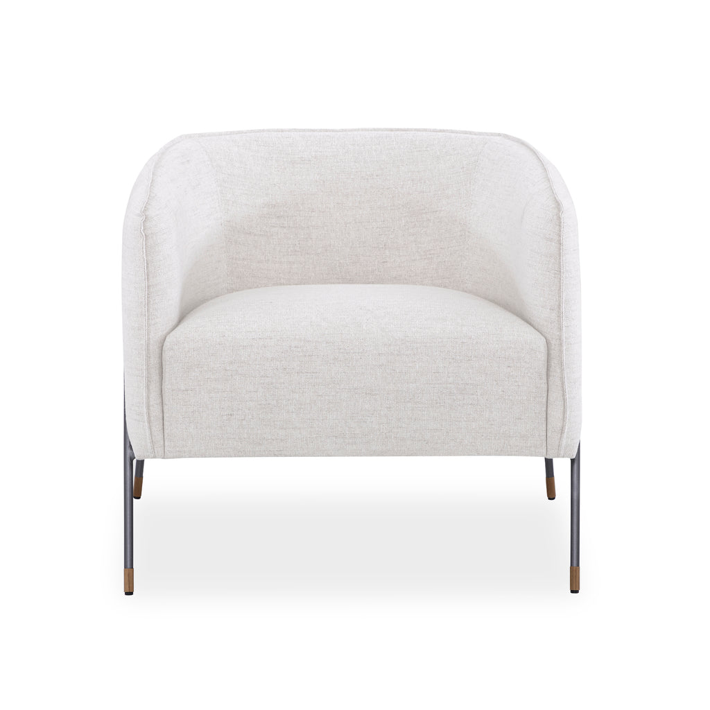 Contemporary Bella Armchair Featuring Metal Frame and Ivory Fabric