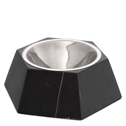 Dog Food Bowl Nice Black Marble Gold Finish - 3.5"