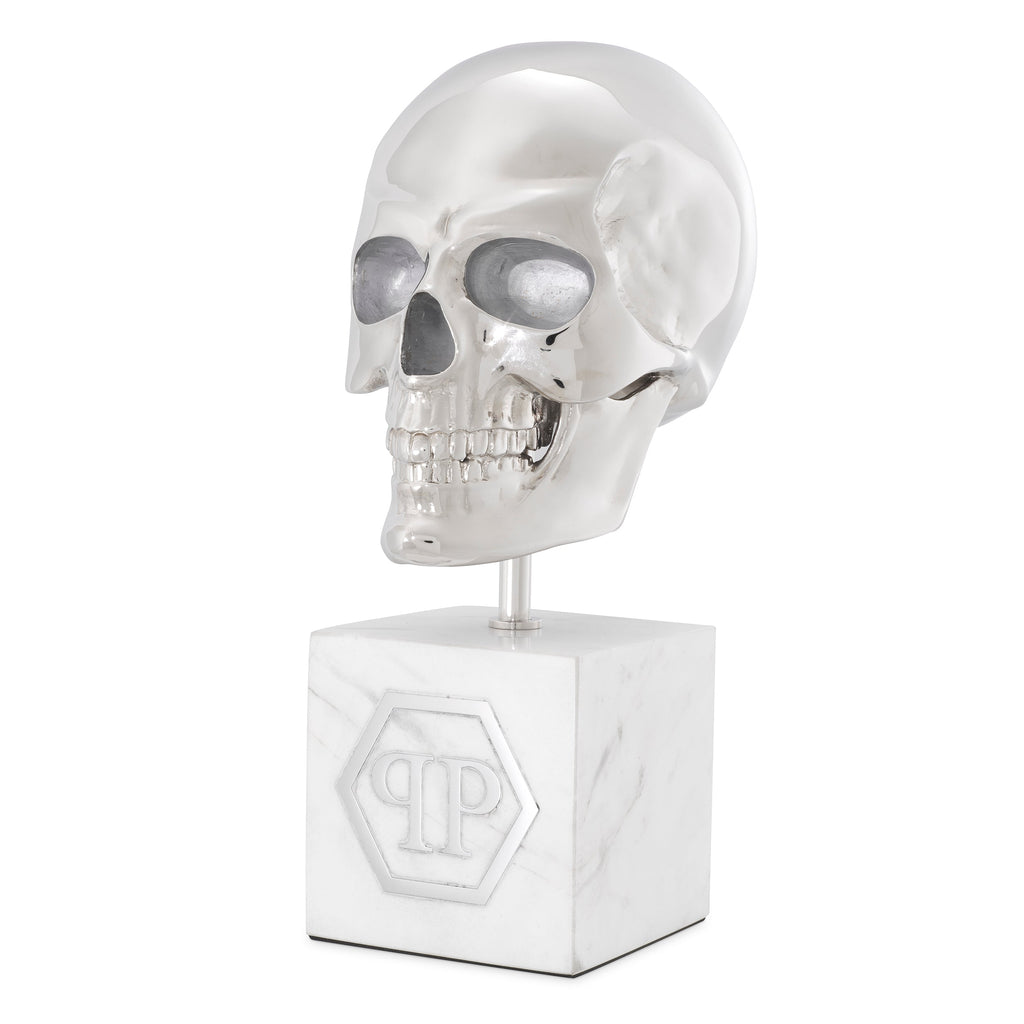 Platinum Skull L White Marble Nickel Finish