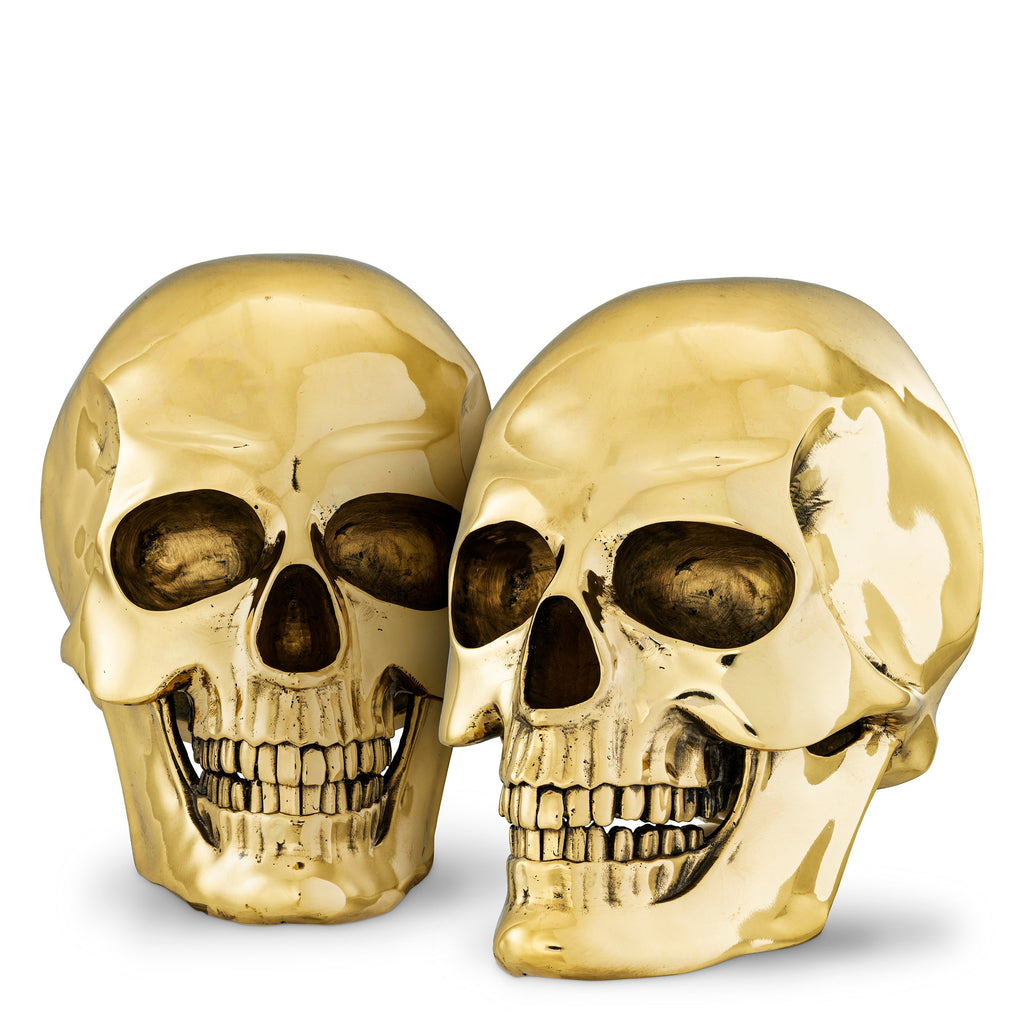 Gold Skull Wall Element Set of 2 Gold Finish