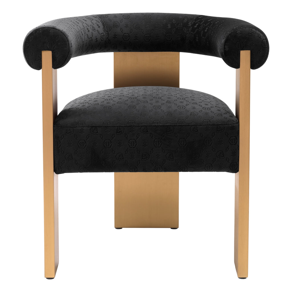 Dining Chair Icon Black Velvet Brushed Brass Finish