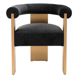 Dining Chair Icon Black Velvet Brushed Brass Finish