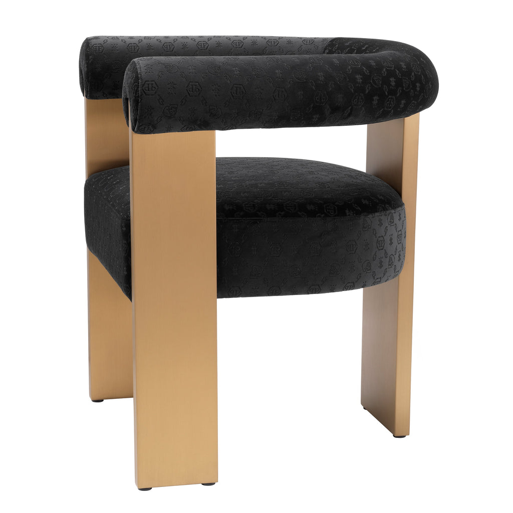 Dining Chair Icon Black Velvet Brushed Brass Finish