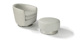 Papa Roxy In White Leather With Polished Stainless Steel Base